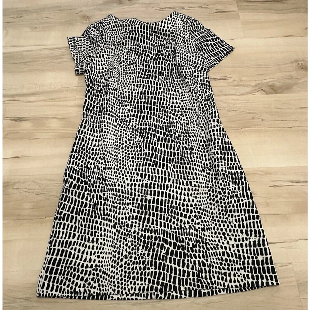 Trina Turk Womens Black White Abstract Print Shift Dress Pockets TT177503 Size S